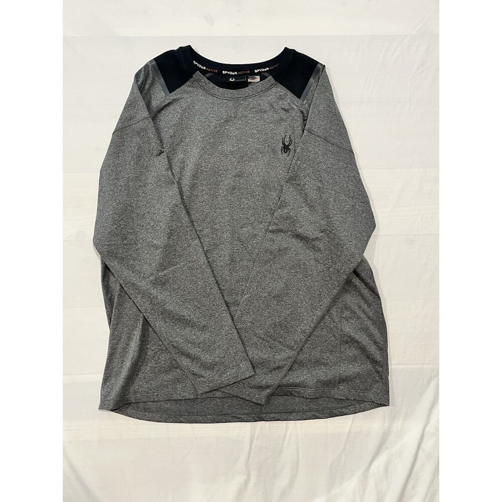 Spyder Active Shirt Mens XL Gray Long Sleeve Athletic Performance Top